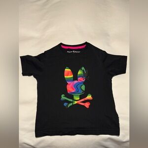 Psycho Bunny Kids Tee with Multicolor Bunny Logo